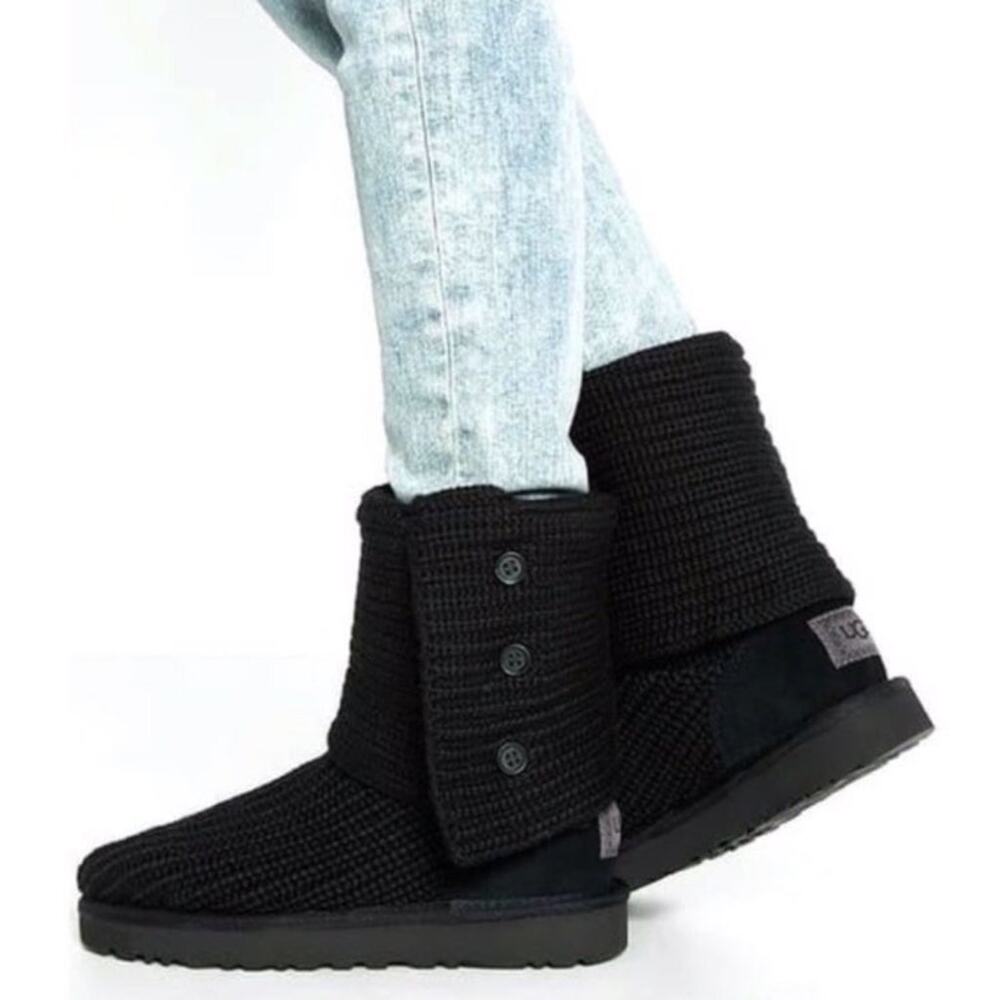 UGG Carly Black 3 Button High Low Winter Warm Women's Boots 8